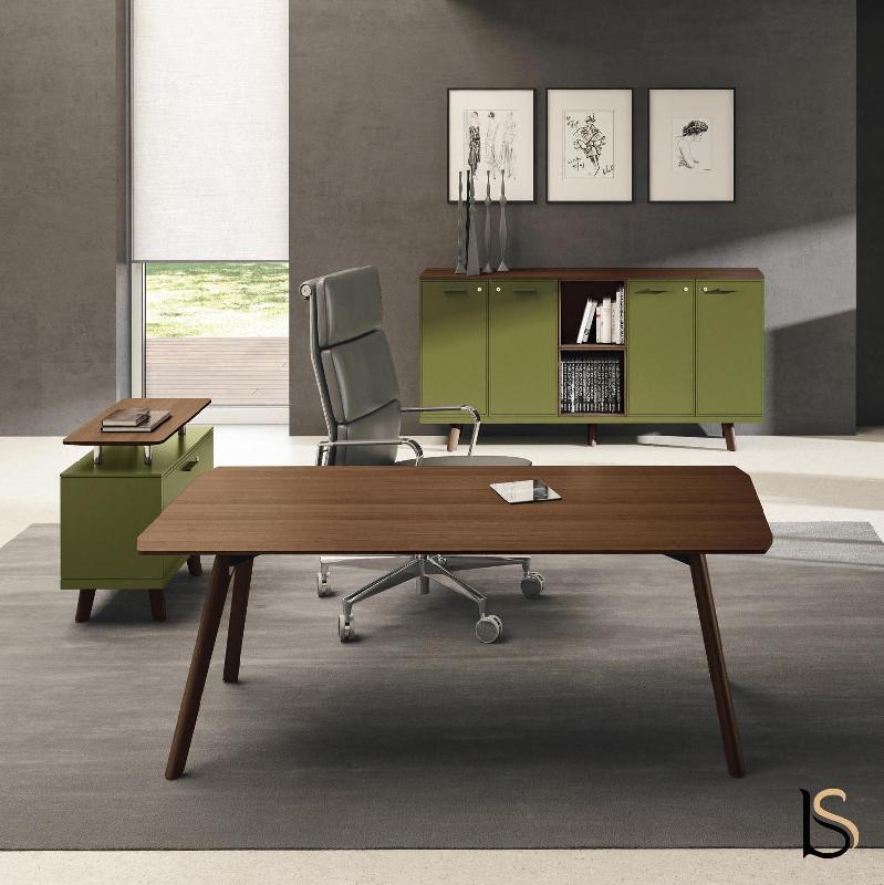 Bureau de Direction Rail en bois- Bralco. - 200, Chêne foncé_2