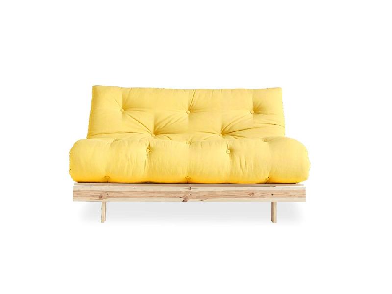 Canapé convertible futon ROOTS - Pin naturel jaune - Couchage 140x200 cm - Design japonais et scandinave_1
