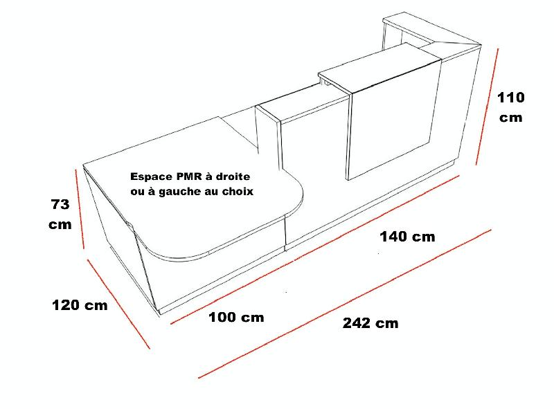 Banque d'accueil Delta Plus avec accès PMR - Mobel Linea - 242, Acacia clair, Droite, Non_1
