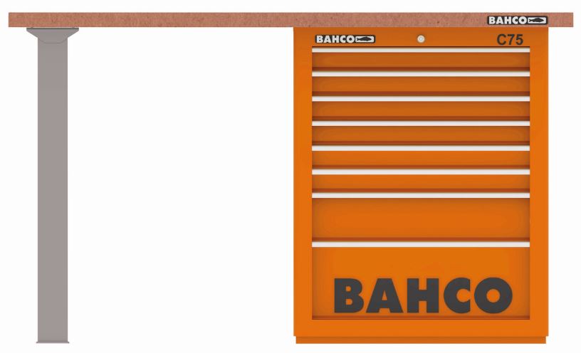 Établi usage intensif avec plateau bois châtaignier, 2 pieds, 8 tiroirs de rangement - Bahco 1495KH8WB15TW_1