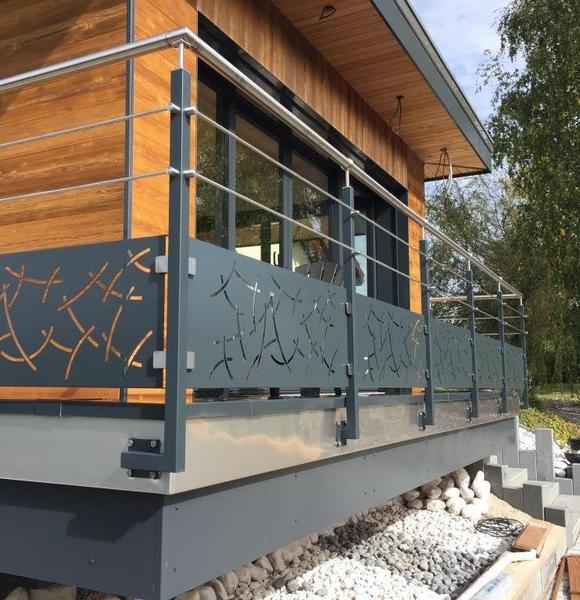 Garde-corps inox 2 lisses et tôle - inox 304 brossé grain 220 - teinte RAL au choix_1