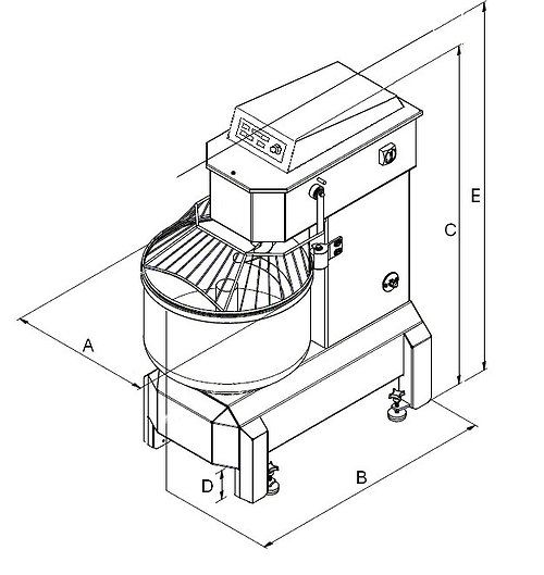 Pe25fe - pe60fe - pétrin professionnel - caplain - 2 - 60 kg_1