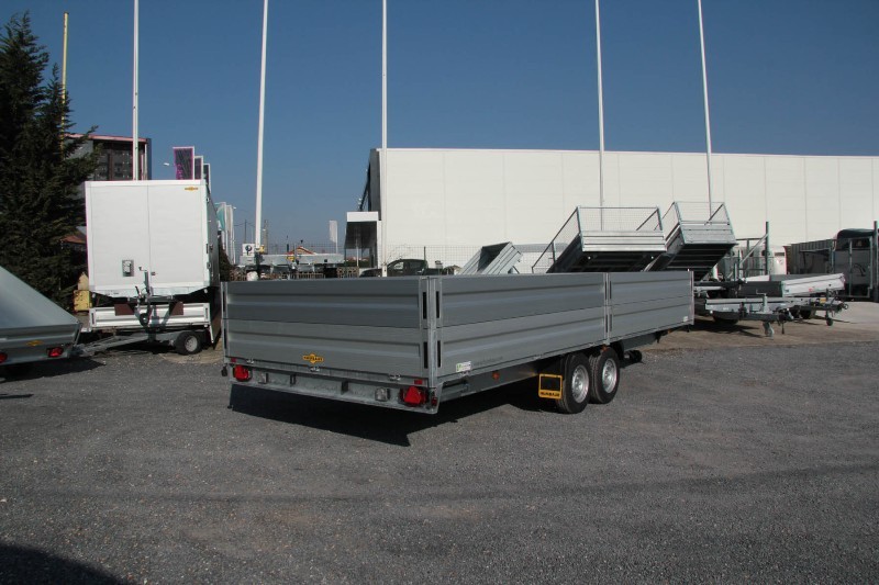 Remorque plateau HUMBAUR HT 306124 - 2 essieux, roues dessous, ridelles alu, 6100 x 2480 mm_1