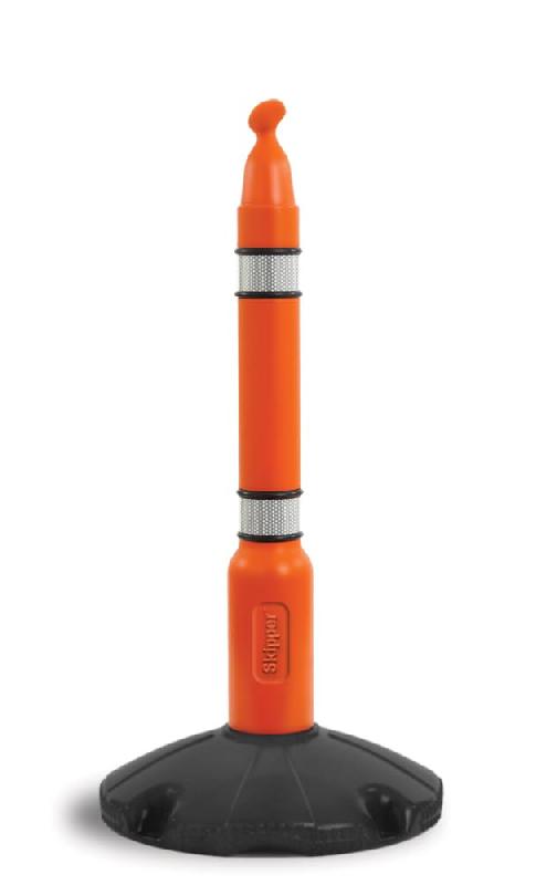 Poteau de signalisation base lestée - toutes les couleurs - Hauteur 1 m - 2 bandes rétro-réfléchissantes - Skipper™_1