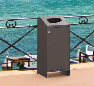 Corbeille publique Berlin 100 Litres - porte frontale - couvercle en option - tôle acier galvanisée_1