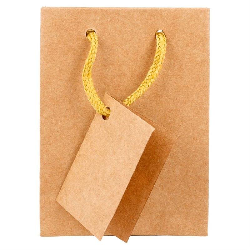 Sac luxe kraft naturel anses cordon naturel 8,3+3,3x10,8cm - par 10_1