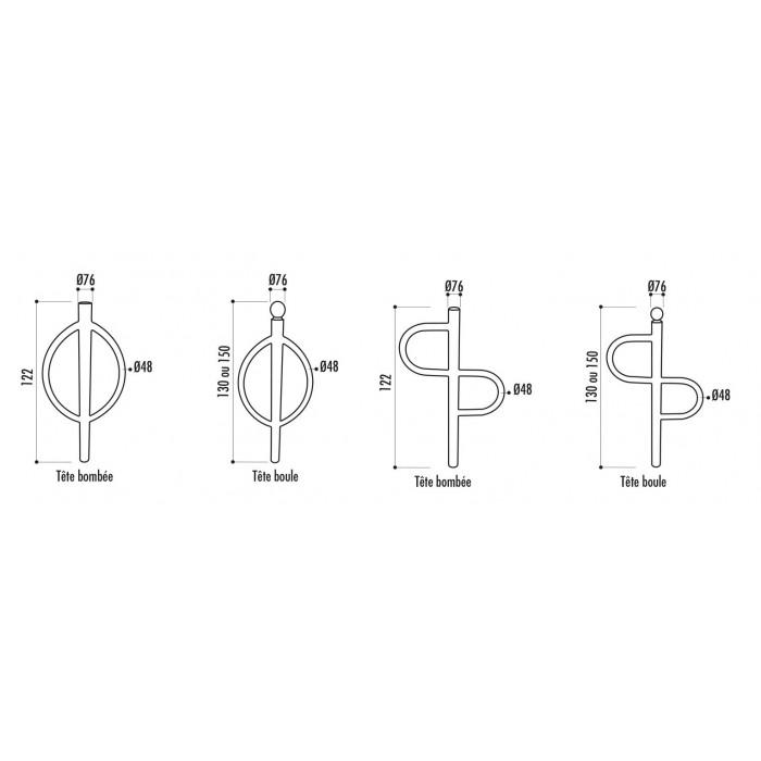 Support cycles Forme S en acier zingué avec poteau central et arceau à sceller_1