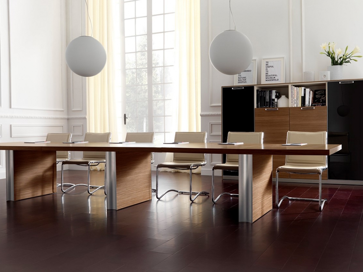 Table de réunion contemporaine en bois - IPSOS - formes géométriques, modulable, finitions haut de gamme_1