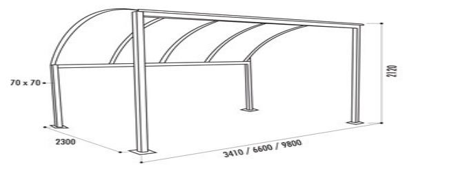 Abri vélo semi-ouvert crémone / structure en acier / bardage en verre trempé / pour 10 vélos_1