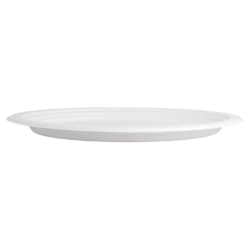 Assiette ovale bagasse blanche 32x25,5x2,1cm - par 500_1