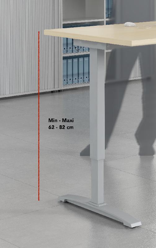 Bureau individuel réglable en hauteur - MDD - Alu, Blanc, 140 x 60 cm_1