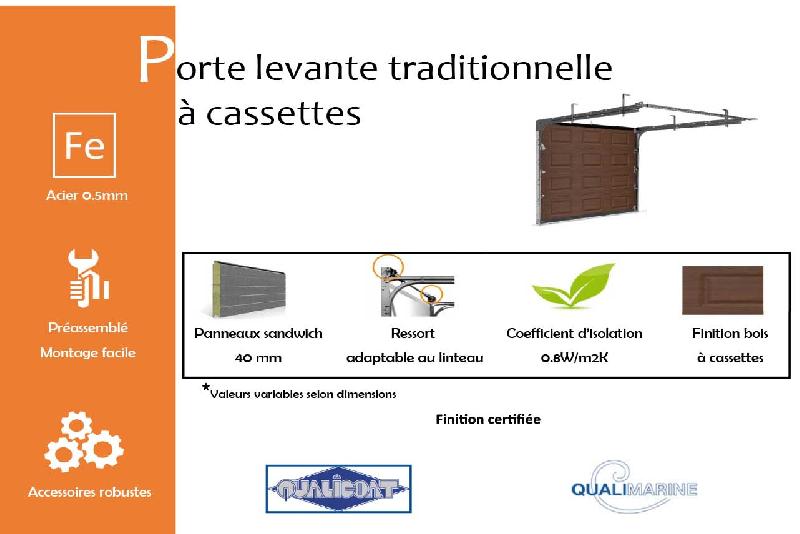 Porte de garage levante traditionnelle à cassettes - 2600 / 2100_1