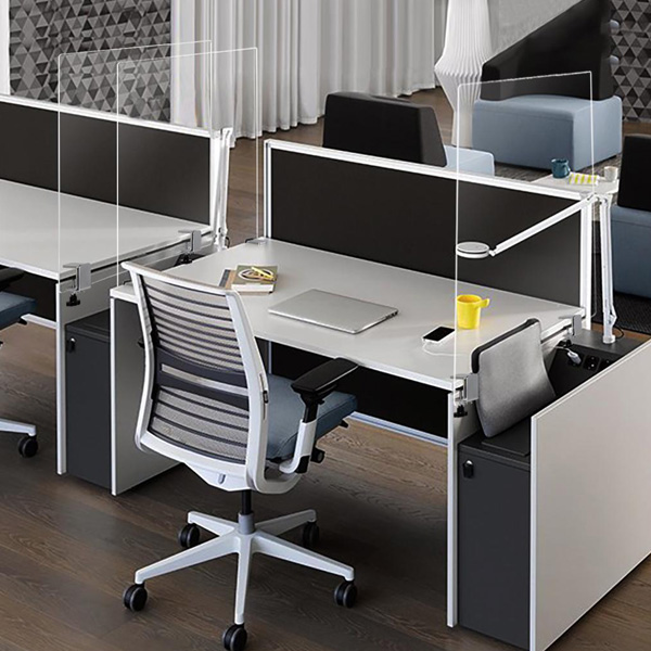 Séparateur latéral bureau/table transparent 4 mm - H 70 x L 90 cm - Fixation étau latéral - Réf. 490777_1