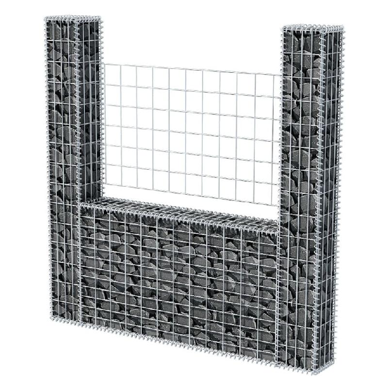 Vidaxl panier de gabion en forme de u acier galvanisé 160x20x150 cm 142545_1