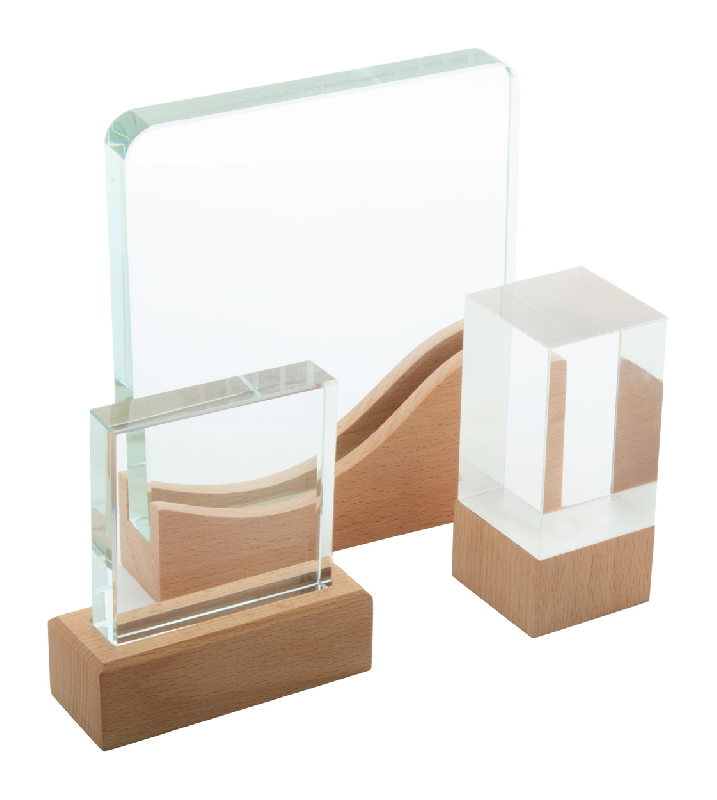 Trophée en verre avec socle en bois de hêtre - livré avec boîte cadeau kraft_1