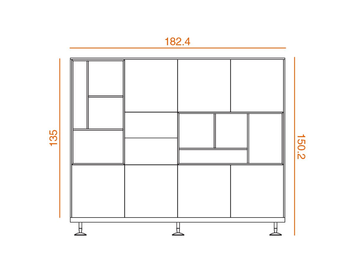 Armoire mi-haute avec portes push open - Firenze - L182.4 x H150.2 cm - Meuble modulable design et contemporain_1
