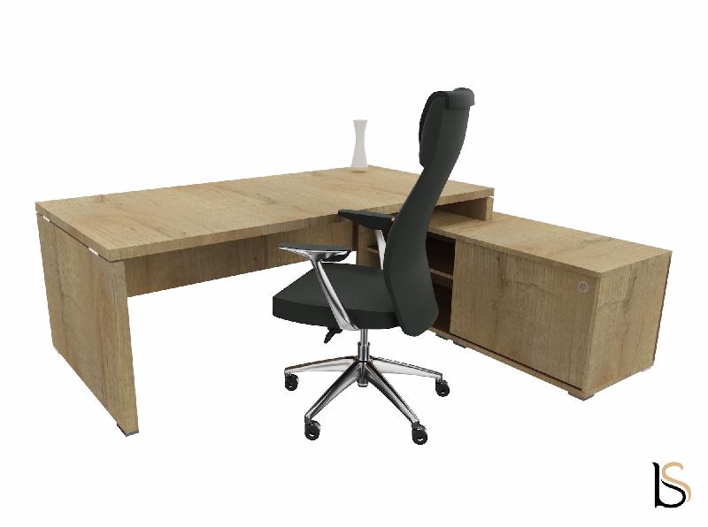 Bureau monochrome TAK avec rangement intégré - Mobel Linea - 245, Droite, Chêne veiné_2