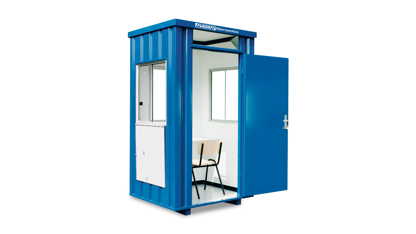 Guérite de gardiennage 2 m² - Cabine d'accueil avec toit et parois en tôles trapézoïdales galvanisées, porte à double paroi, sol en PVC_1