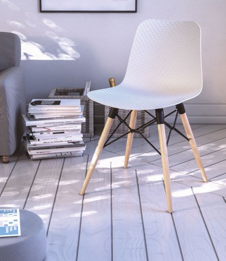 Lot de 4 chaises d'accueil NUT - Pieds bois naturel - Référence 8080 SR M_1