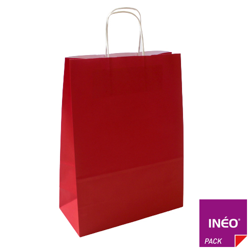 Sac kraft rouge à poignées torsadées - personnalisable - paquet de 50 - plusieurs dimensions disponibles_1