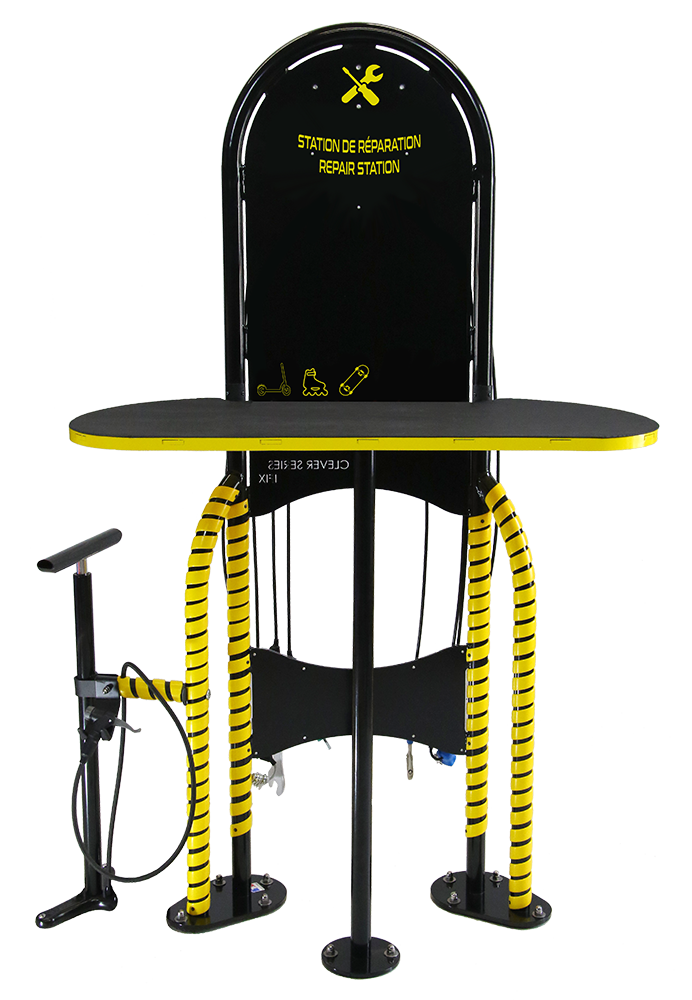 Station de réparation en libre-service ergonomique et personnalisable pour vélo et matériel de glisse - Clever ifix-overall_1
