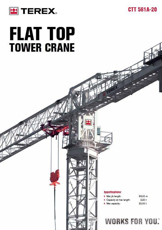 CTT 561A-20 Flat Top - Grue à tour Terex - Capacité de levage max. 20 t (22 t US) - Flèche 84 m_1