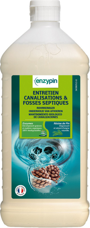 Enzypin nettoyant entretien des canalisations et fosses septiques ph : 9,8-10,5 (5332) flacon de 1l_1