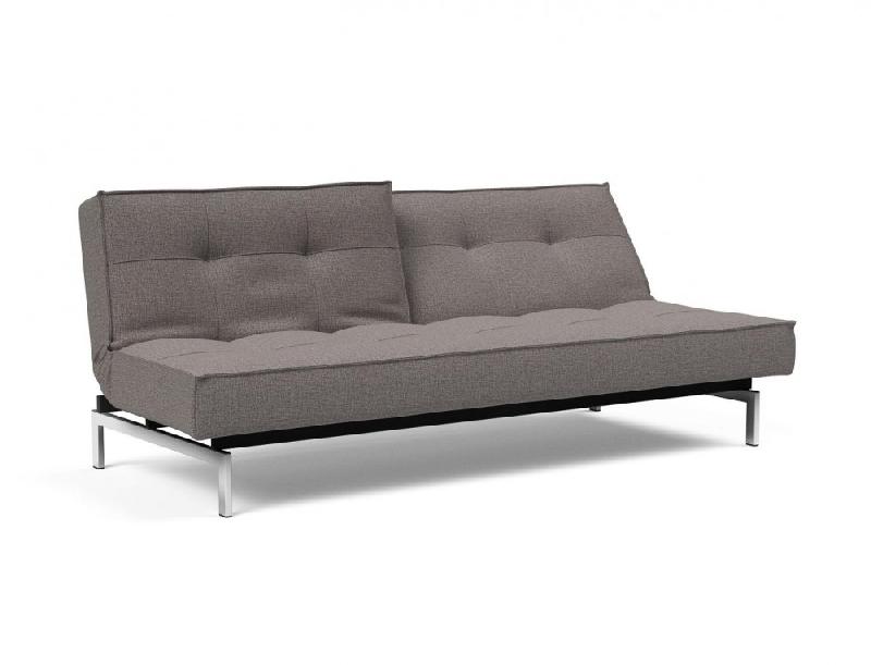 Canapé-lit convertible Innovation Living Splitback Chrome - Couchage 115x210 cm - Tissu Mixed Dance Grey_1