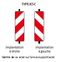 Signaux temporaires type K5B et K5C - PVC choc - Piquet de chantier avec platine rétro-réfléchissante_1