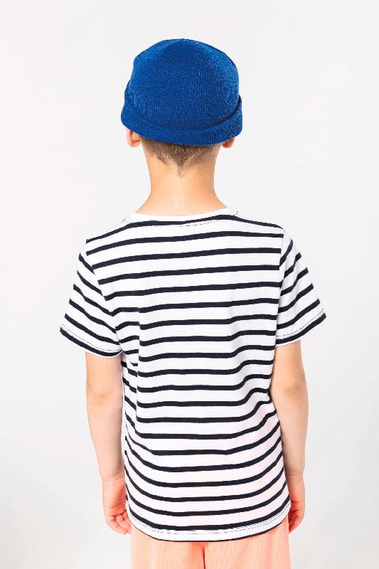 T-shirt rayé marin pour enfant - manches courtes avec poche poitrine - Réf: K379 - Marque Kariban_1