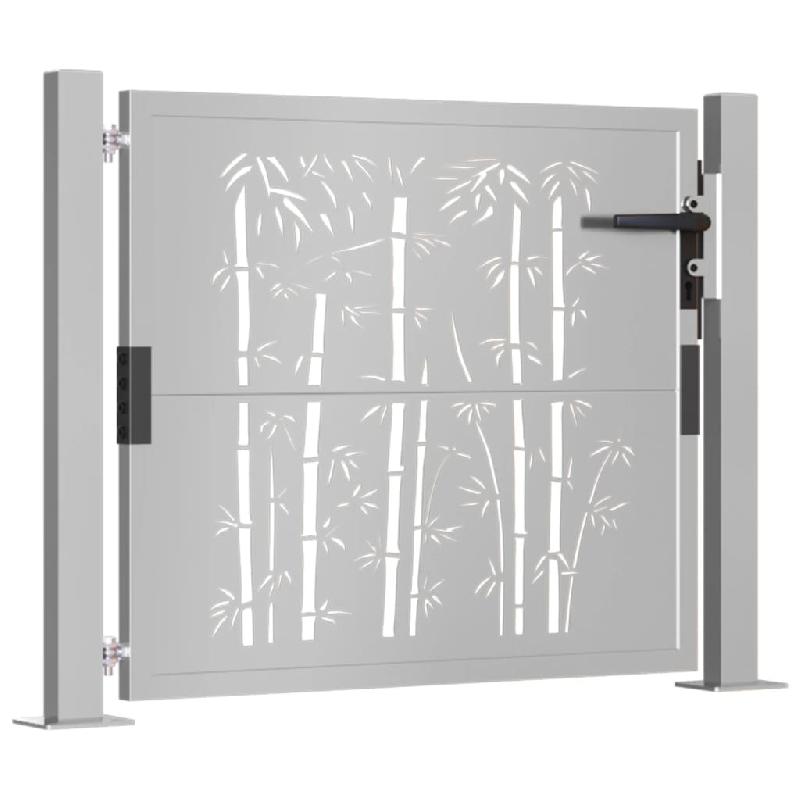 Vidaxl portail de jardin 105x80 cm acier corten design de bambou 153184_1
