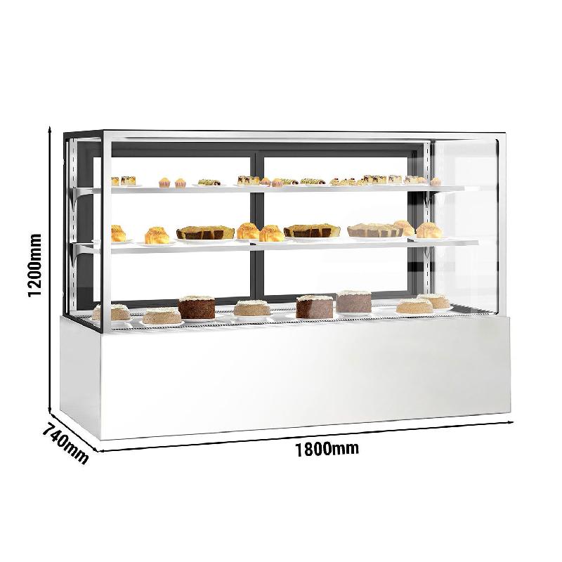 Vitrine réfrigérée pour pâtisserie - 1800 mm - 2 étagères - Inox_1