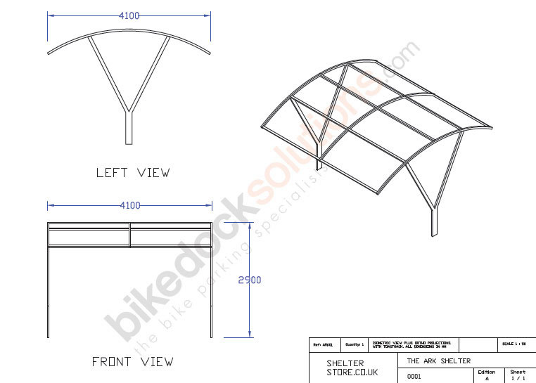 Abri vélo ouvert BSC23 - structure en acier - toiture polycarbonate - capacité jusqu'à 40 vélos - finition galvanisée ou RAL_2