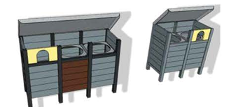 Bac à tri ECO - 2 ou 3 compartiments - Contenance 2/3 x 75 litres - Habillage en lattes - ADS Equipements Eurl_1