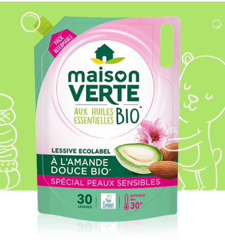Éco-pack peaux sensibles - lessive liquide concentrée - Maison Verte - 1.8L_1