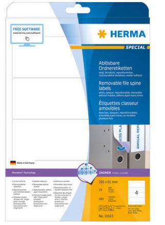 Étiquette classeur amovible A4 - 192 x 61 mm - Référence 10165 - Opaque, repositionnable et écologique_1