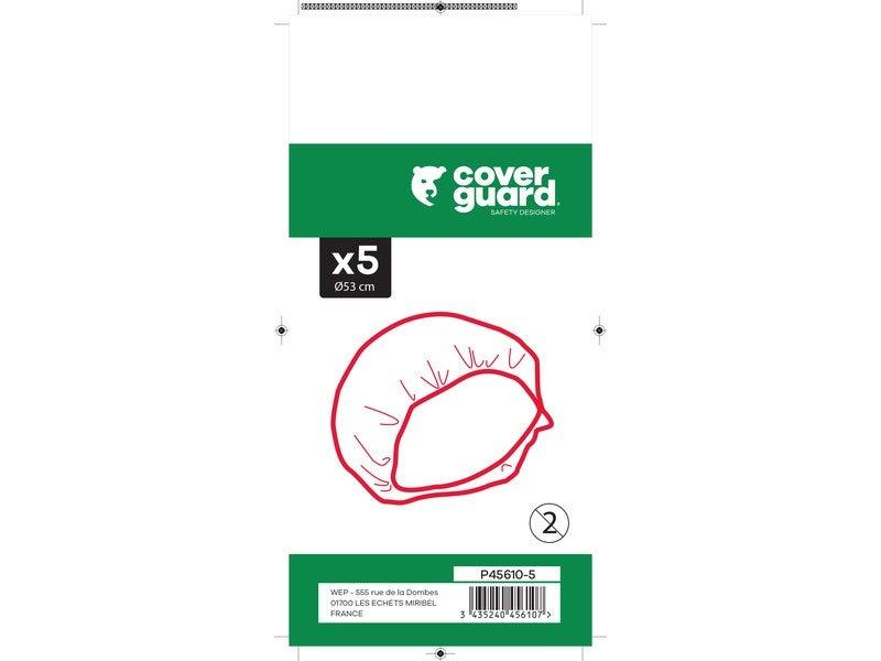 Lot de 5 charlottes blanches de protection - Polypropylène - Diamètre 53 cm - Usage unique - Réf. P45610-5_1