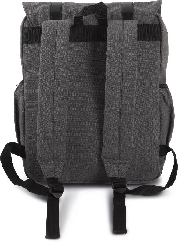 Sac à dos en toile de coton à rabat - Réf: KI0143 - Kimood - Pour tablettes et ordinateurs jusqu'à 13''_1