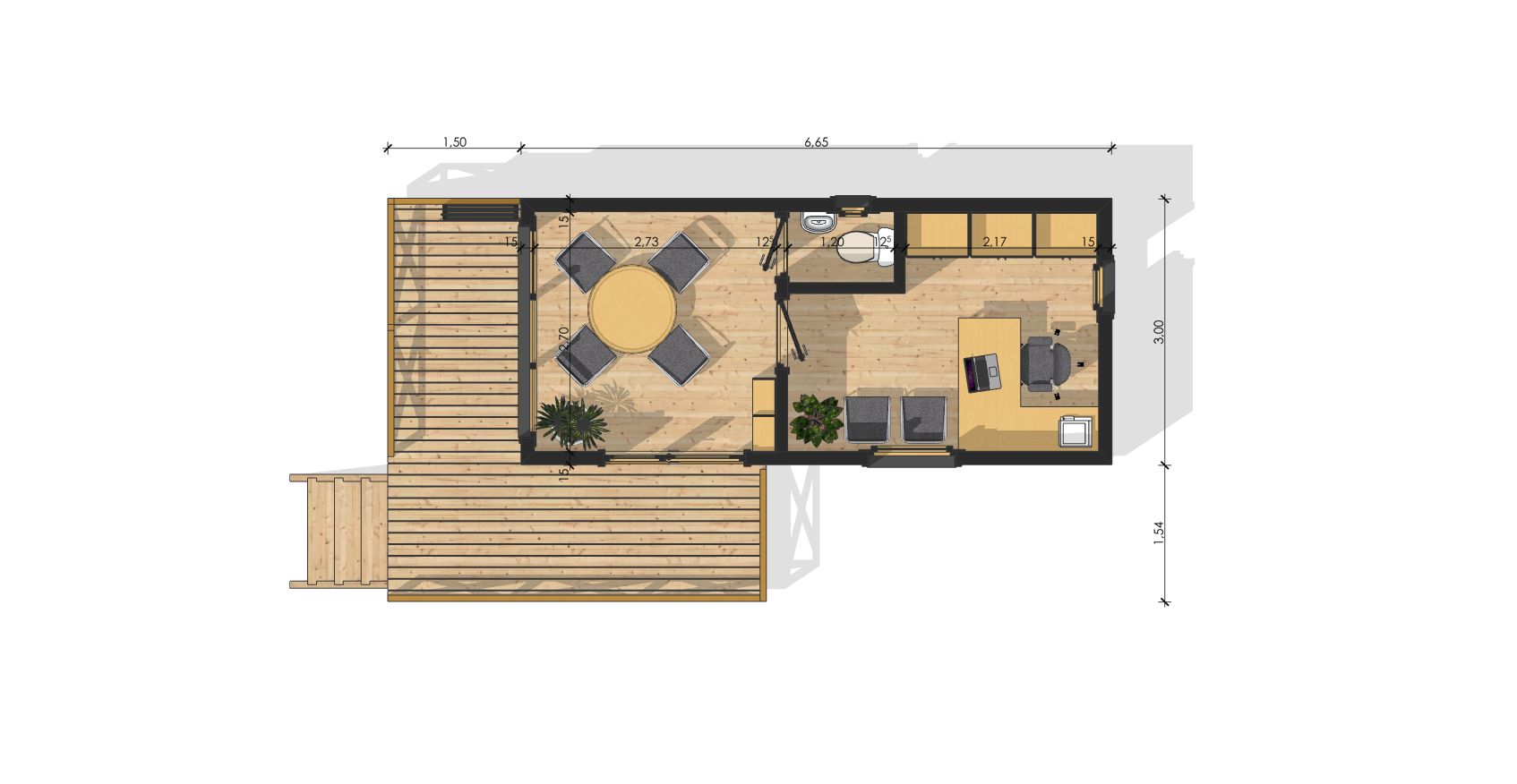 Studio de jardin - maison de jardin avec ossature bois - Bruxelles 20 m² avec terrasse et baies vitrées_1