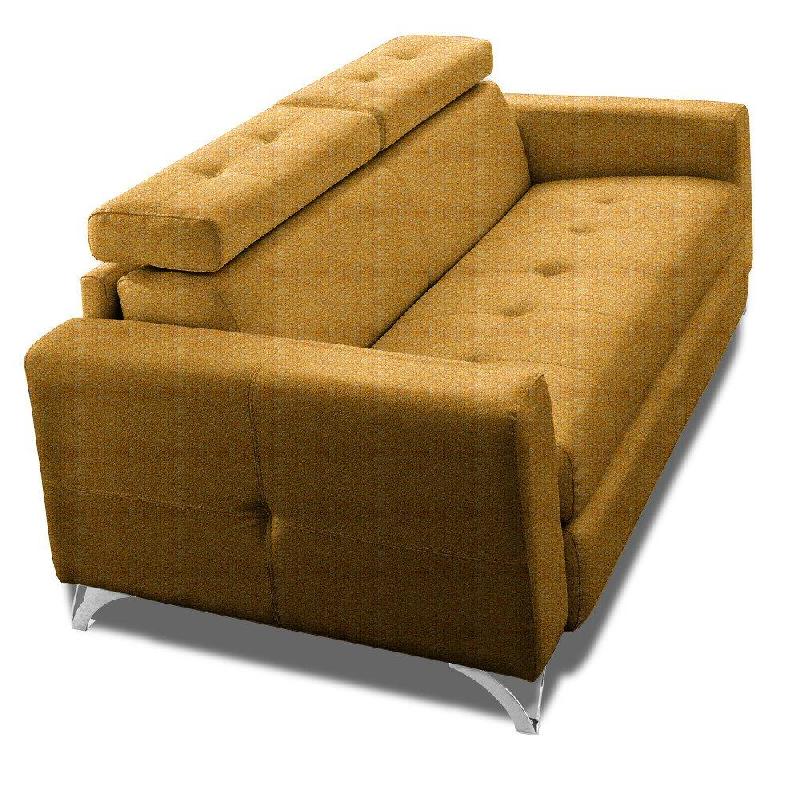 Canapé convertible Suède 140 cm - ouverture express, sommier à lattes Renatonisi, matelas 16 cm tweed jaune_1