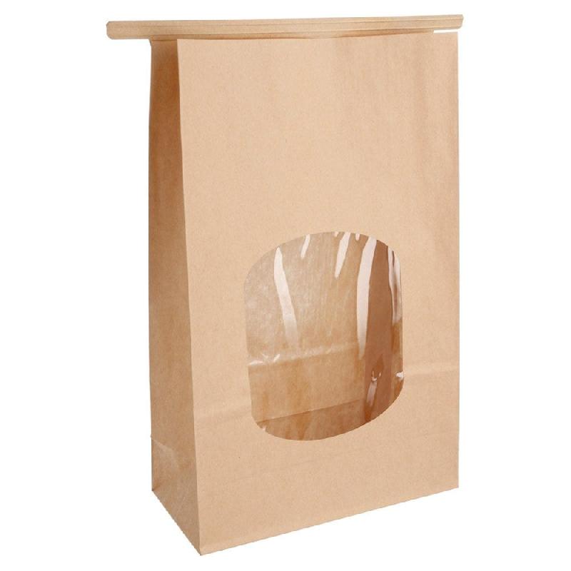 Sachet kraft à fenêtre et barrette de fermeture intégrée 15,5+7x24,2cm - par 500_1