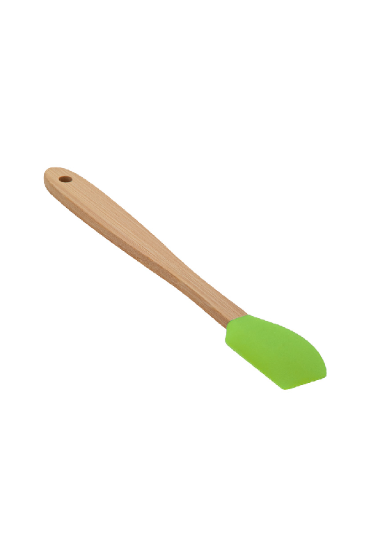 Spatule à pâtisserie en silicone - manche en bambou - couleur vert - 20g_1