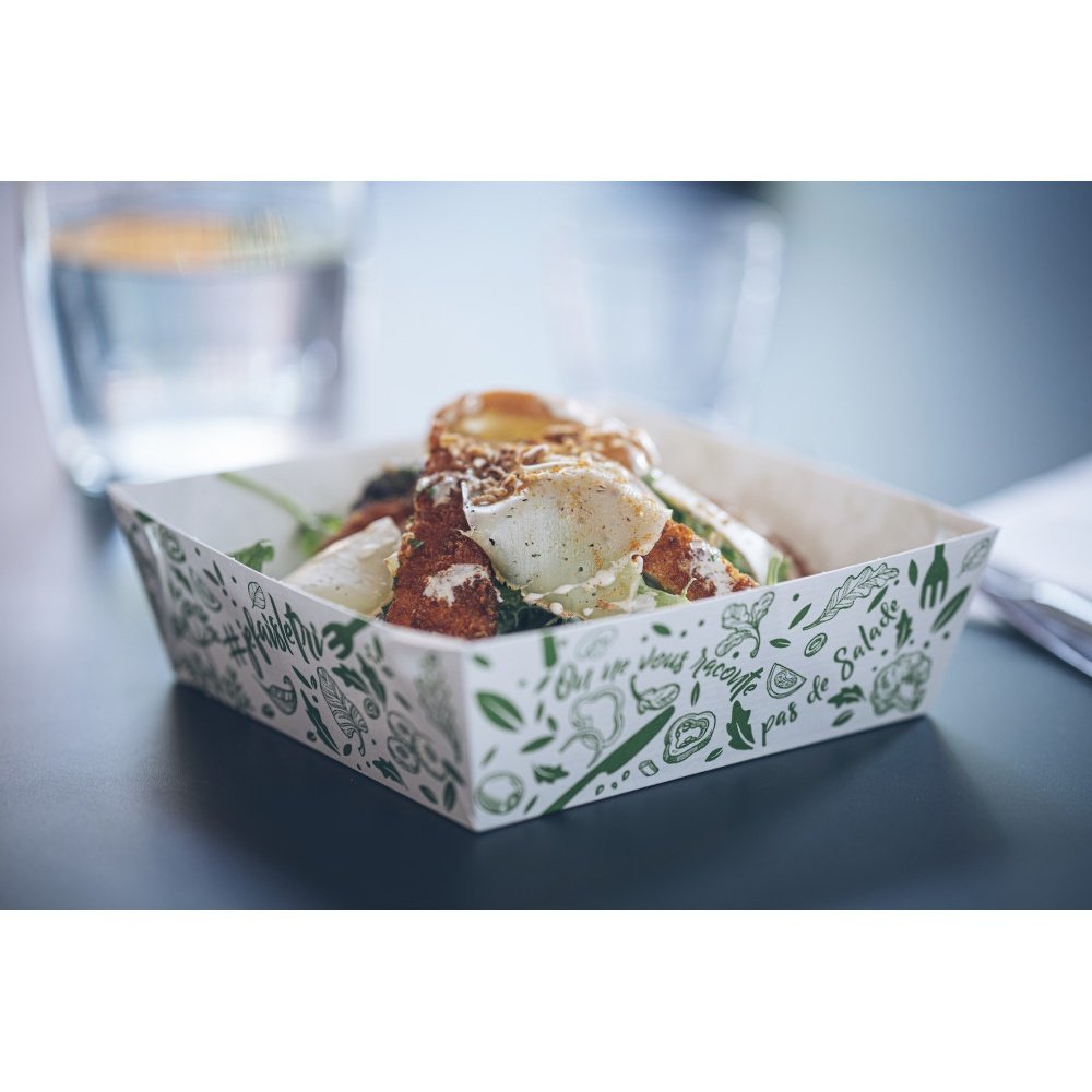 100 barquettes nomades engagées 1000 ml - Carton ingraissable blanc et couvercle RPET - 15x15x5,5 cm - Fabrication française_1