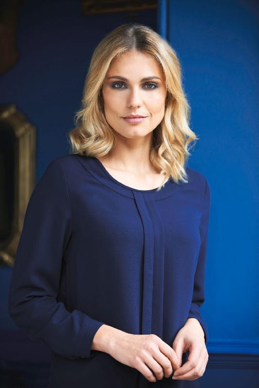 Blouse Crêpe de Chine Roma - Réf: BT2279 - Brook Taverner - Manches longues, Boutons et zip dorés_1