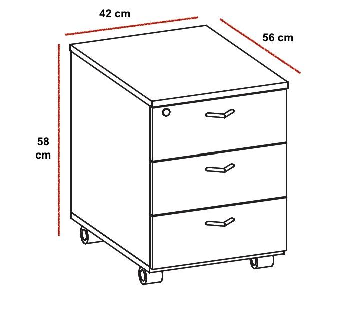 Caisson mobile 3 tiroirs - Quadrifoglio. - Chêne_2