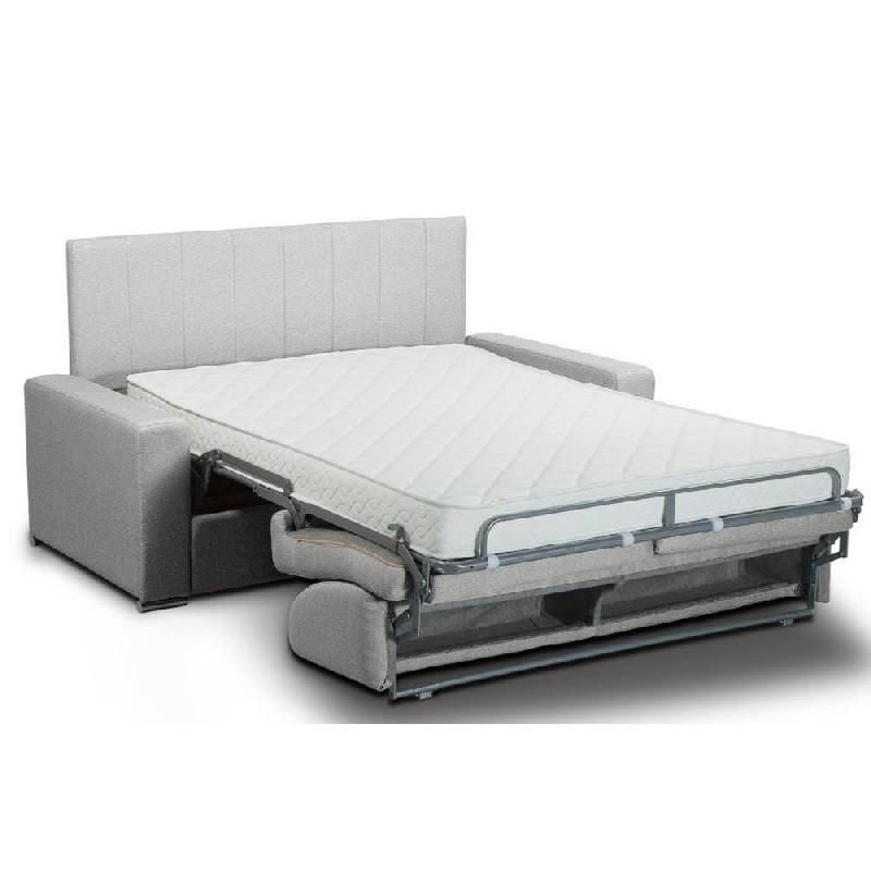 Canapé-lit CanapExpress 160 cm - Matelas Memory 22 cm - Tête de lit intégrée - Polyuréthane blanc cassé_1