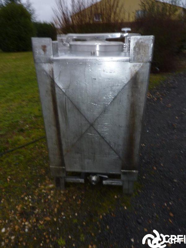 Container IBC/GRV inox carré 620 L - trou d'homme ovale - sortie 51 mm_1