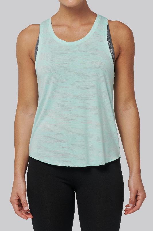 Débardeur sport femme - Réf: PA4009 - Proact - Maille jersey fluide à effet flammé - Coupe ample et dos nageur_1