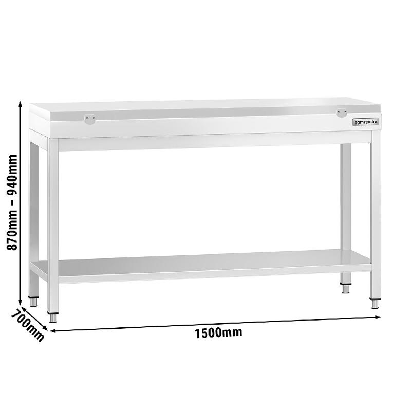 Table inox de découpe avec plan blanc - Profondeur 700 mm | Ggm - 1500_1