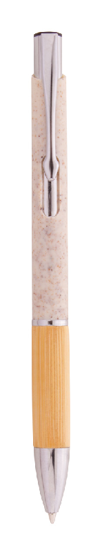 Stylo bille écologique en paille de blé - grip bambou - encre bleue_1